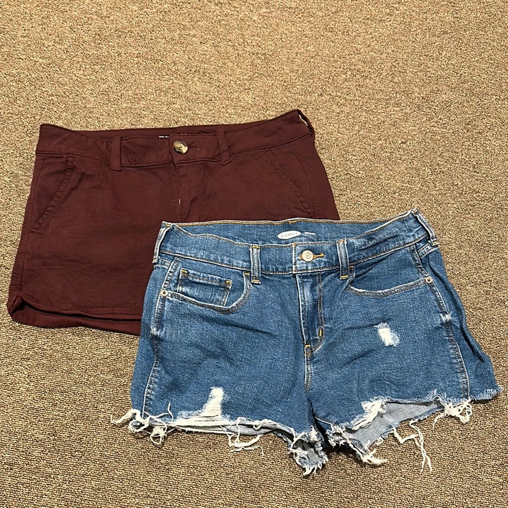 Blue and Red Jean Shorts Set